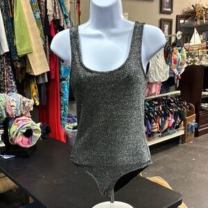 ❤️SOLD ❤️ Zara Silver Metallic Inlay Bodysuit